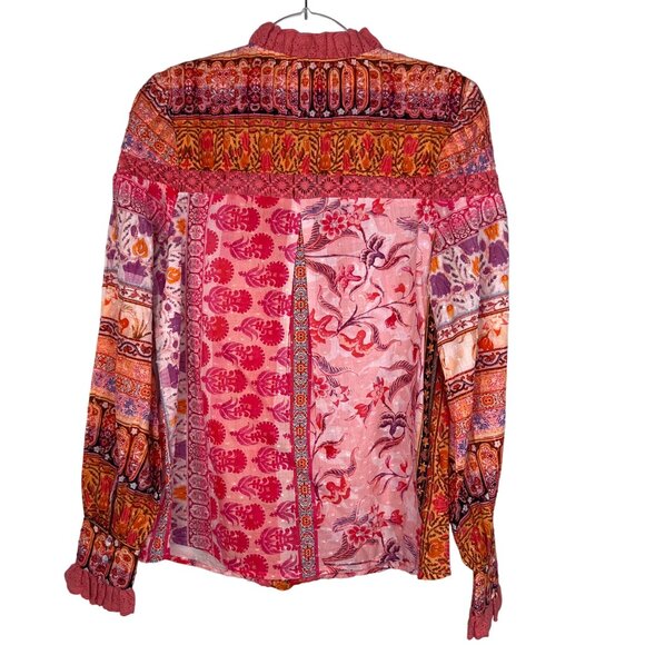 Hale Bob Selena Top in Pink Size Small Boho Bohemian - Picture 3 of 11